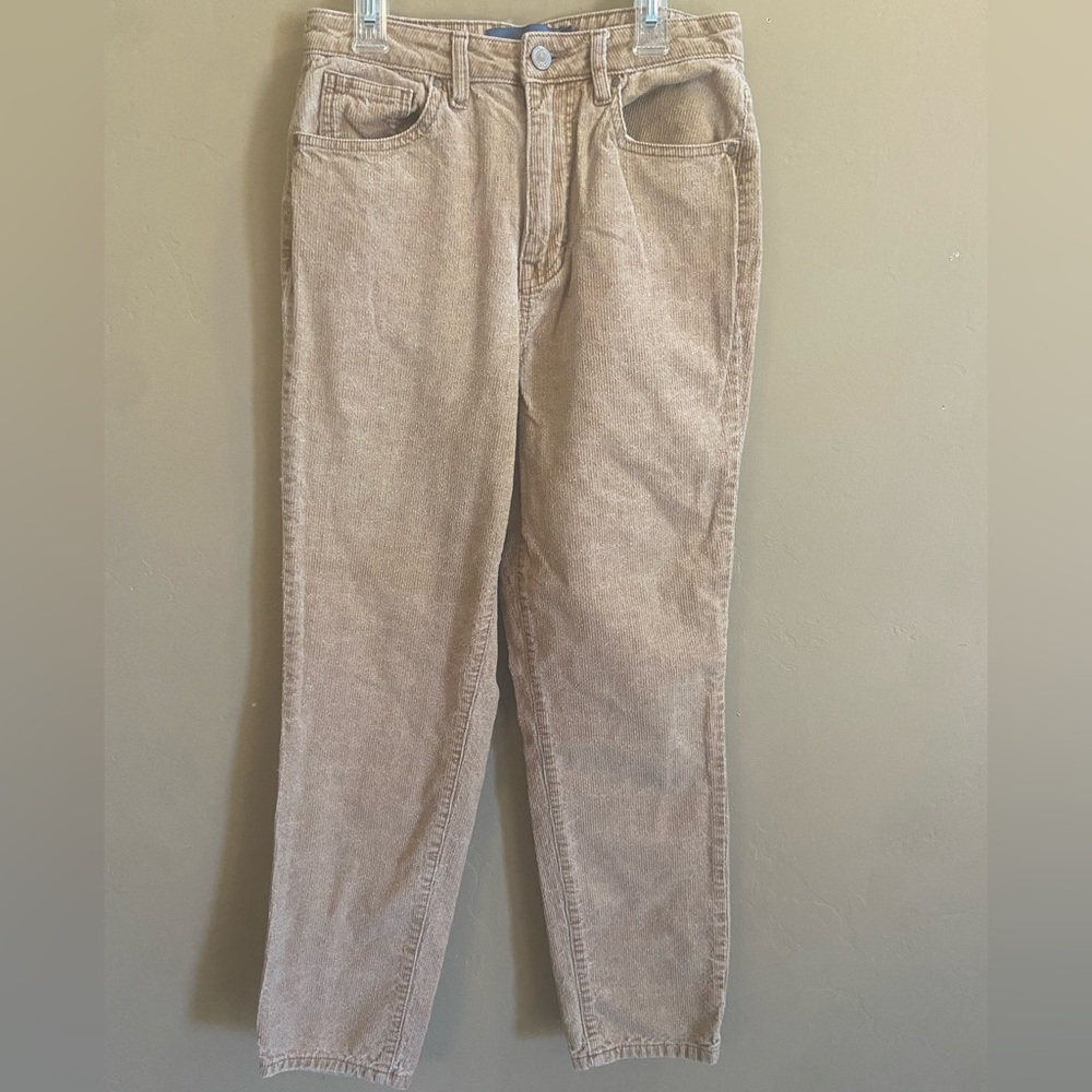 INDIGO RISING HIGH RISE MOM FIT CORDUROY PANTS women size 1/2 tan color